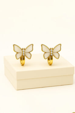 MakeWell Deliksiz Kulaklar için Kelebek Tasarımlı Sıkıştırmalı Çocuk Küpesi