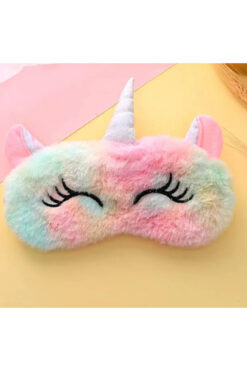 BUĞLEM Unicorn Peluş Uyku Bandı Çok Renkli Gökkuşağı - Göz Bandı