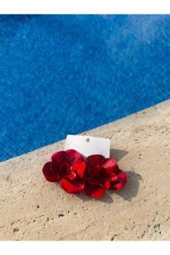 LeoMiss Kırmızı Çiçek Küpe