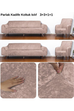 Hantaj Yumuşacık Yıkanabilir Tüy Leke Tutmayan Lastikli Kadife Koltuk Örtüsü Koltuk Kılıfı Takımı 4lü"set