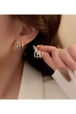 monalisatoka Kadın Gold Zirkon Taşlı Tasarım Küpe