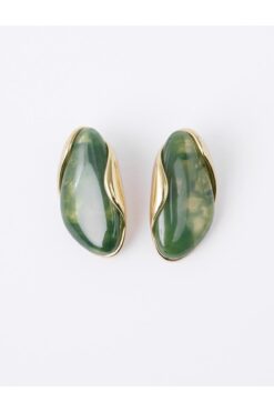 Jimmy Key Yeşil Asimetrik Damla Figürlü Modern Küpe