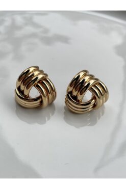 Lavian Accessories Hailey Serisi Gold Renk Üçgen Sarmal Küpe