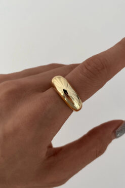 Leo'Stone Özel Seri İthal Cilalı Tekli Kalın Bombe Model Tasarım Ayarlanabilir Kadın Çelik Yüzük