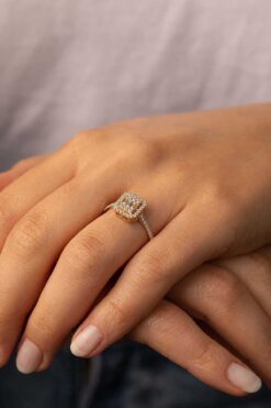 anadolusilver 925 Ayar Gümüş Taşlı Baget Yüzük - Altın Kaplama Baget Yüzük - Kadın Gümüş Yüzük