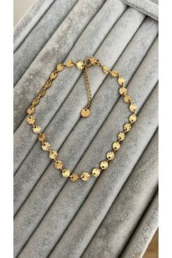 SU PERİSİ TAKI BİJUTERİ Çelik Gold Kesme Detaylı Pul Halhal