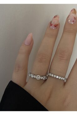 KİLİGİSTANBUL Lie Gümüş Renk Zirkon Taşlı 2'li Yüzük