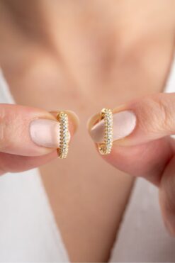 Silvano Jewelry 925 Ayar Gümüş Zirkon Taşlı Halka Küpe