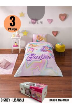 TAÇ KRİSTAL barbie Mermaid Disney Tek kişili Nevresim Takımı