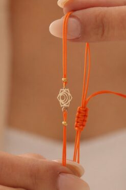 Bayar Gold 14 Ayar Altın Sakral Çakra Turuncu İpli Bileklik