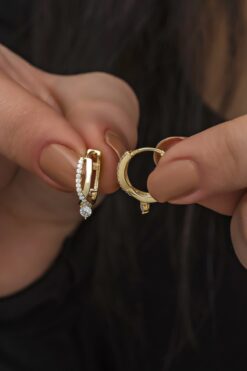 Nereze 925 Ayar Gümüş Bereketi Gold Tektaş Örgü Model Küpe