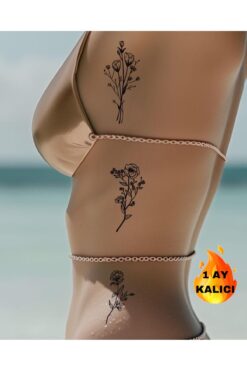 Mecit Tuhafiye 1 AY KALICI BUKET ÇİÇEKLER KOL BİLEK İÇİN GEÇİCİ DÖVME