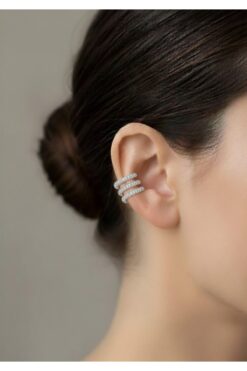 Genel Markalar 3 Şeritli Gümüş Renk Kıkırdak Küpe