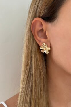 Lavian Accessories Gold Flora Çiçek Küpe