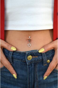 Sacce Scarves&Accessories Delik Gerektirmeyen Kalp Figürlü Sıkıştırmalı Göbek Piercingi Mıknatıslı