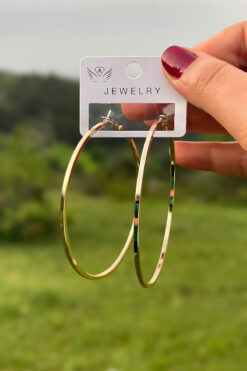 TAKIPORT Düz Kesim Büyük Boy Halka Küpe – Hafif & Gold Parlak Tasarım