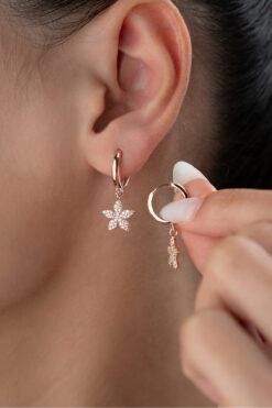 Silvano Jewelry 925 Ayar Lotus Çiçeği Gümüş Küpe