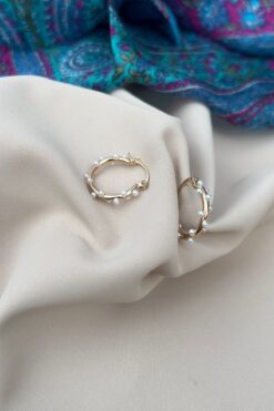 novon 18k Altın Kaplama Incili Zarif Boru Halka Küpe