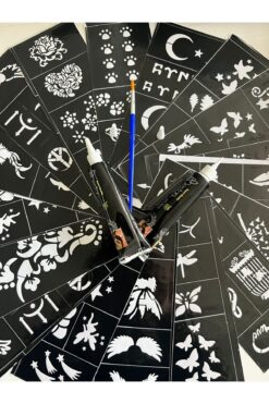 Airbrush Tattoo Hint Kınası Desenleri 12 Sayfa Birden 2 Tüp Kına Hediyeli