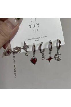 Vintageamer Wednesday 6'lı Küpe Seti