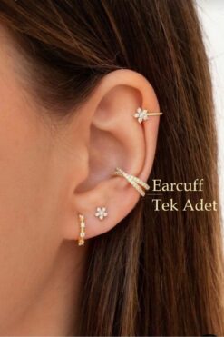 Sacce Scarves&Accessories Earcuff Minimal Sıkışturmalı Kıkırdak Küpesi Gold