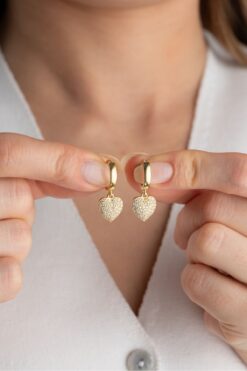 Silvano Jewelry 925 Ayar Gümüş Kalpli Halka Küpe