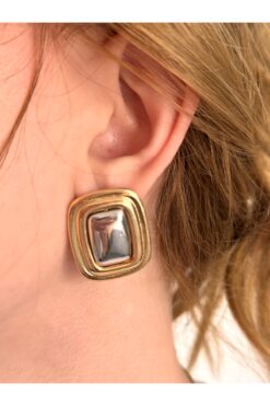 Charmist 14K Çelik Üzeri Altın Kaplama KemikvKare Küpe