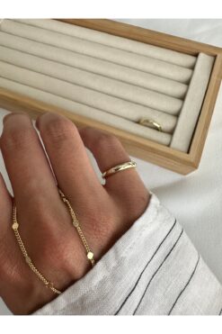 ringbox Gold Taşlı Serçe Parmak Yüzüğü