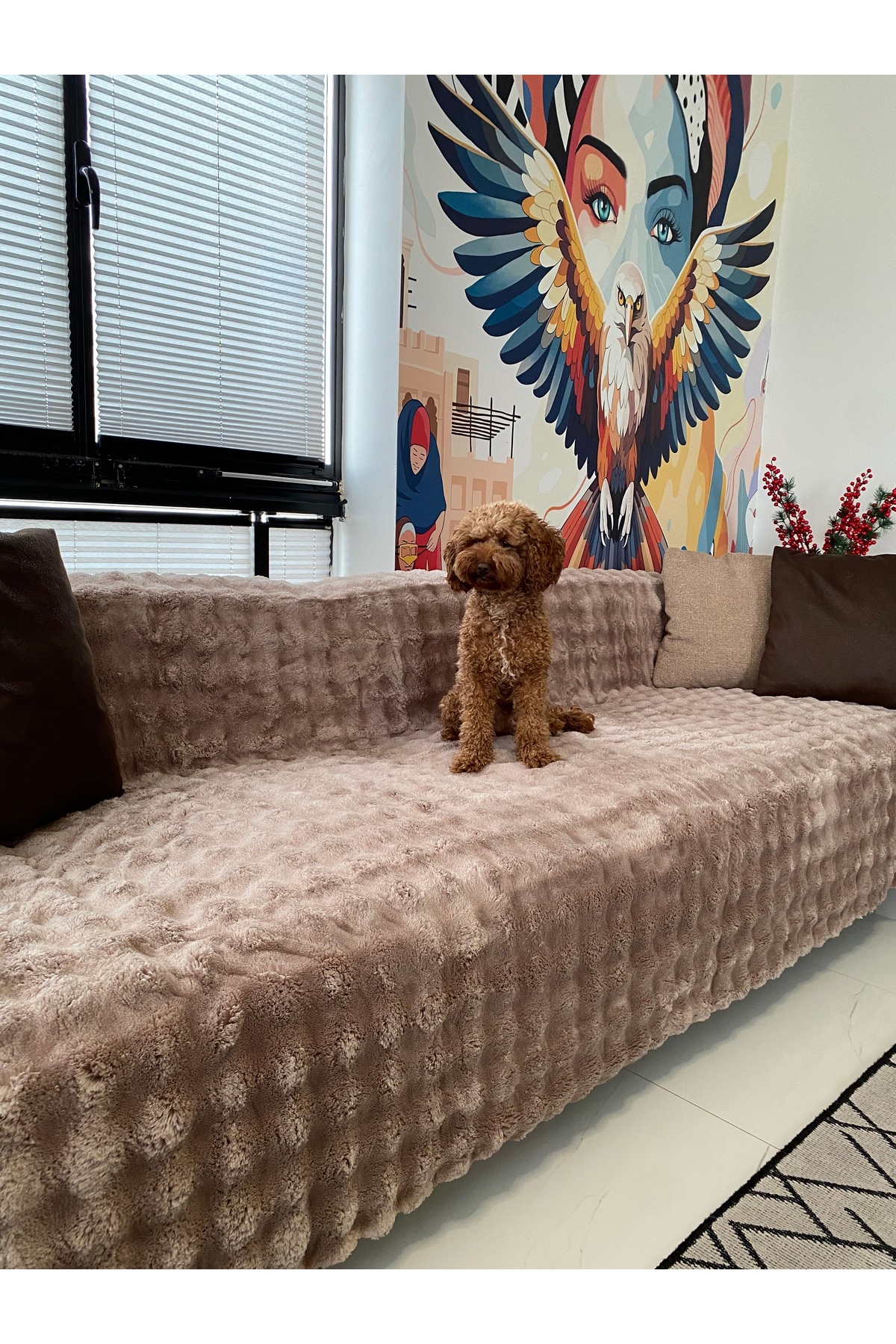 cmn home Peluş Koltuk Örtüsü 175x215 cm bubble – Kaymaz Kanepe Örtüsü, Çekyat Örtüsü - Görsel 2