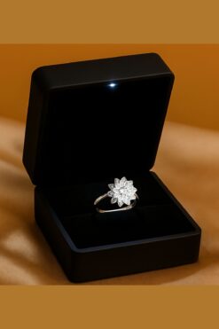 Silvanya Jewelry Işıklı Kutuda 925 Ayar Gümüş Ayarlanabilir Lotus Kadın Yüzük
