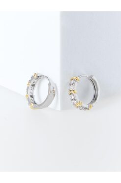 Jimmy Key Gümüş Rengi Zirkon Taşlı Zarif Halka Küpe