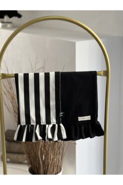 KaiAtelier 2Li Stripe X Lune Keten Fırfırlı Kurulama Bezi