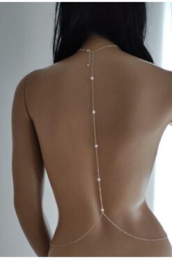 TakıConcept İnci Detaylı Sırt Aksesuarı Sırt Zinciri Gümüş Renk, Vücut Aksesuarı