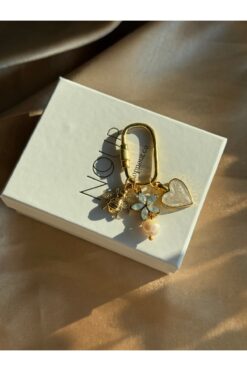 Nour Co Ataç Lotus Sedef Kalp Kolye ve Çanta Charmı