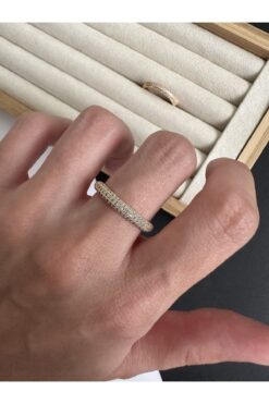 ringbox Gold Zirkon Taşlı İnce Kesim Yuvarlak Ayarlanabilir Yüzük