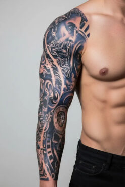 Tattoo 1 Ay Kalıcı 24 Saat Sonra Kararan Realistic geçici dövme tam kol bacak