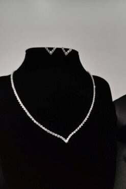 BB wikiki Abiye Gelinlik Su Yolu V Model Kolye Küpe Set