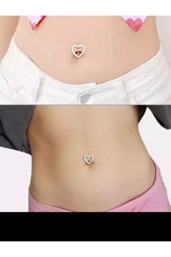 Arescollection Cerrahi Çelik Boş Kalp Zirkon Taşlı Göbek Piercingi