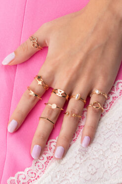 Sortie Aksesuar Karma Figürlü Değişken Model 5'Li Boyu Ayarlanabilir ve Eklem Kombin Yüzük Seti