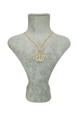 Mos Tespih Allah Yazılı Gold Kaplama Zikron İşlemeli Kolye
