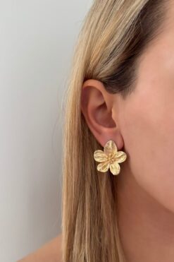 Lavian Accessories Jasmine Gold Çiçek Küpe