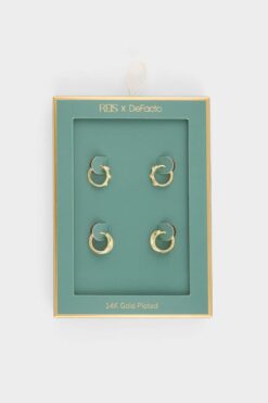 DeFacto Reis X DeFacto 2'li Gold Küpe G4179AXNS