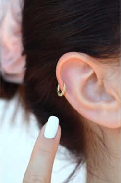 Sacce Scarves&Accessories Rodyum Gold Burgu Halka Helix Piercing Kıkırdak Küpesi Lob Altın Model Tek Adet