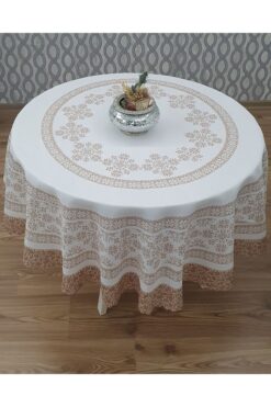 WENESSİ Kilim Desenli Baskılı Polyester Kumaş Yuvarlak Masa Örtüsü(150×0CM)