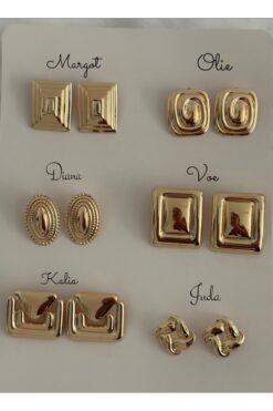 Lavian Accessories Hailey Serisi Voe Gold Küpe