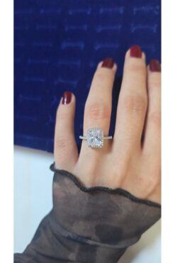 By Zeyna Aksesuar Premium Tasarım Baget Zirkon Taşlı Işıltılı Kadın Yüzük Numarasız Ayarlanabilir