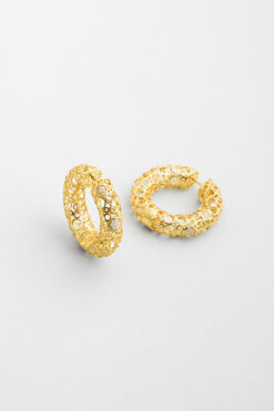 So CHIC... Antik Roma 18 Ayar Sarı Altın Kaplama Gümüş Halka Küpe