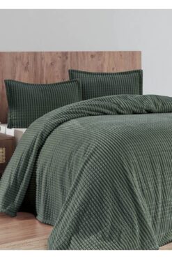 Merinos Modern Line 3 Parça Battaniye Seti - Yeşil