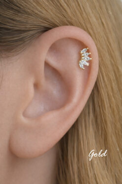 Sacce Scarves&Accessories Zirkon Taşlı Piercing Tragus Helix Kıkırdak Gold
