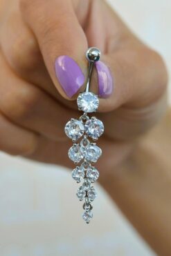 Sacce Scarves&Accessories Çelik Su Yolu Işık Seli Sallantılı Göbek Piercingi Gümüş Renkli